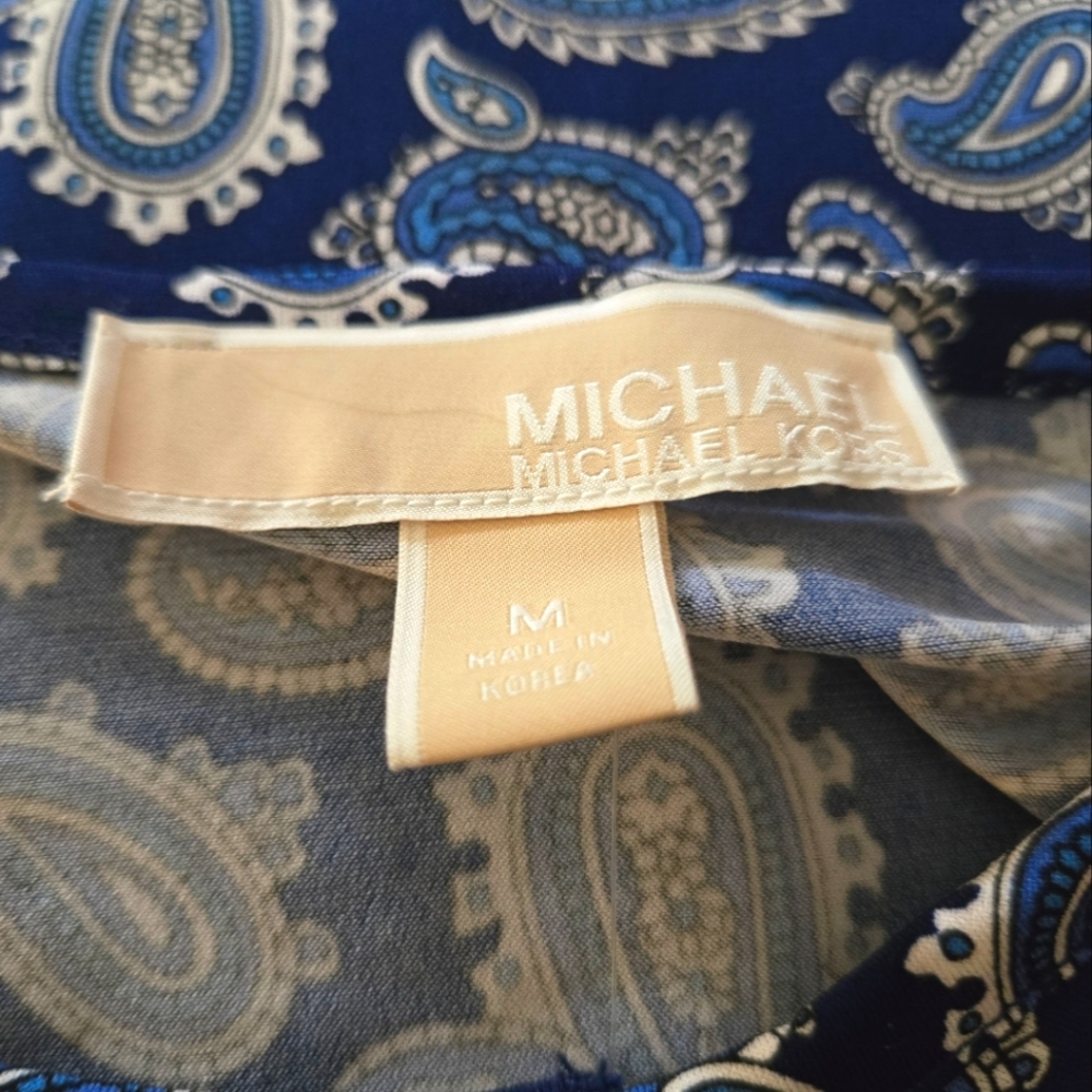 Michael Kors Paisley Print Shift Dress Stretch Navy Size Medium NWT - Picture 5 of 6